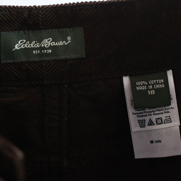 Eddie Bauer Long Midi Modest Brown Corduroy Skirt Plus Size 18 Back Slit Fall - Picture 7 of 7